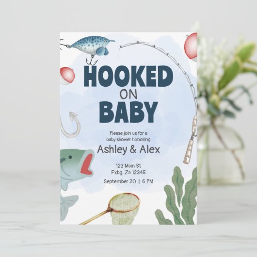 Kinderen Vissen Thema Babyshower Uitnodiging (Staand voorkant)