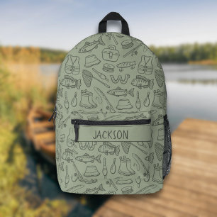 Kinderen Vissen Wandelen Kamperen Jongensnaam Sage Bedrukte Rugzak