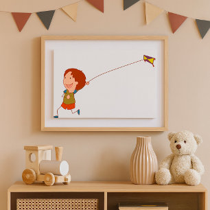 Kinderen Vliegen Vlieger Gelukkig Kindertijd Poster