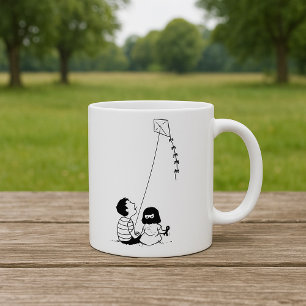 Kinderen Vliegen Vlieger Silhouet Koffiemok