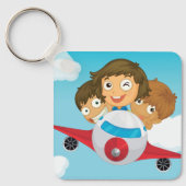 Kinderen Vliegend Vliegtuig Cartooneske Fun Aviati Sleutelhanger (Voorkant)