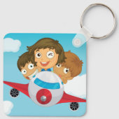 Kinderen Vliegend Vliegtuig Cartooneske Fun Aviati Sleutelhanger (Achterkant)