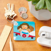 Kinderen Vliegend Vliegtuig Cartooneske Fun Aviati Sleutelhanger