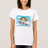 Kinderen Vliegend Vliegtuig Cartooneske Fun Aviati T-shirt (Voorkant)