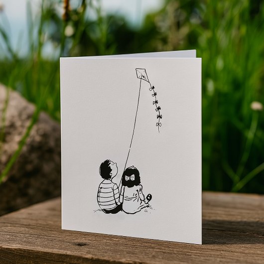 Kinderen Vlieger Silhouet Kaart