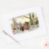 Kinderen voeden Paarden Antiek Kerstmis Rechthoekige Sticker (Envelop)