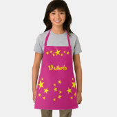 Kinderen voeg naam sterren geel roze schort (Insitu)