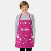 Kinderen voeg naam sterren wit roze schort (Gedragen)