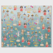 Kinderen voegen hun naam toe & Leeftijd Fijne verj Cadeaupapier (Vlak)