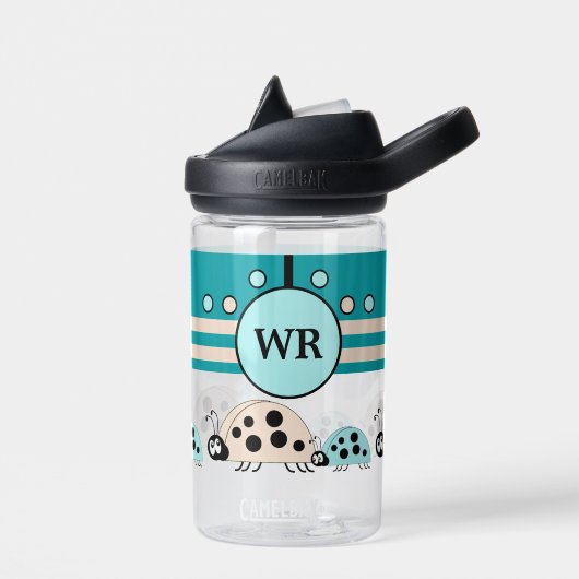 Kinderen voegen initialen ladybugs turquoise crème waterfles (Links)