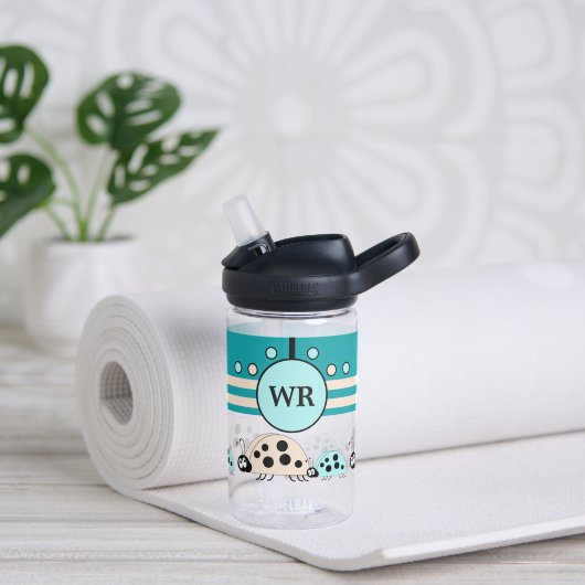 Kinderen voegen initialen ladybugs turquoise crème waterfles (Yoga)