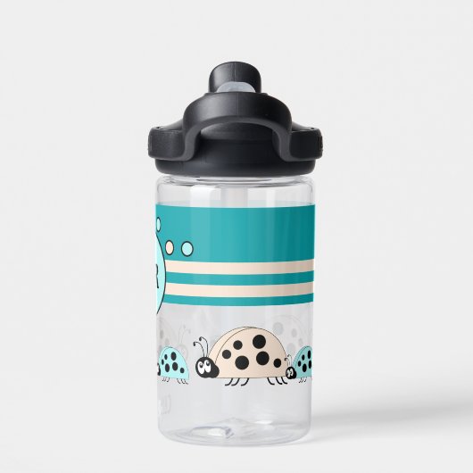 Kinderen voegen initialen ladybugs turquoise crème waterfles (Achterkant)