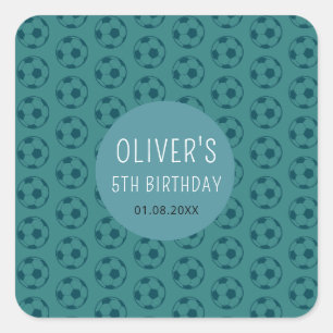 Kinderen Voetbal Blauwe Jongens Verjaardagsfeestje Vierkante Sticker