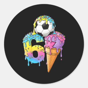 Kinderen Voetbal Drip Ijs Nummer 67 Jongens Voetba Ronde Sticker