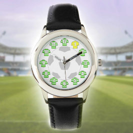 Kinderen Voetbal Horloge - met groene gestreepte s