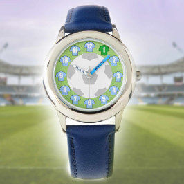 Kinderen Voetbal Horloge met Lichtblauwe Shirts