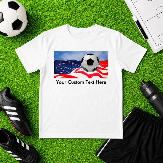 Kinderen Voetbal met Vlag van de VS Aangepaste Spo T-shirt
