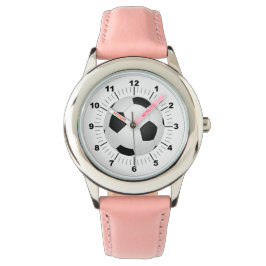 Kinderen Voetbal roze lederen bandhorloge Horloge