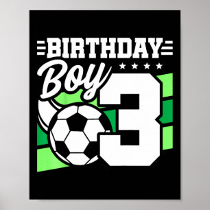 Kinderen Voetbal Verjaardagsfeestje - 3 Jaar Oude Poster