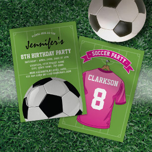 Kinderen Voetbal Verjaardagsfeestje   Meisje Roze  Kaart