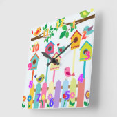 Kinderen Vogels Vogelhuisje Landschap Vierkante Klok (Hoek)