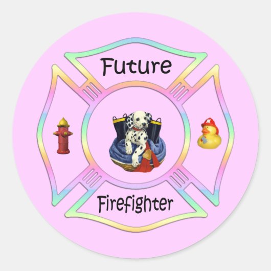 Kinderen voor brandweerlieden ronde sticker (Voorkant)