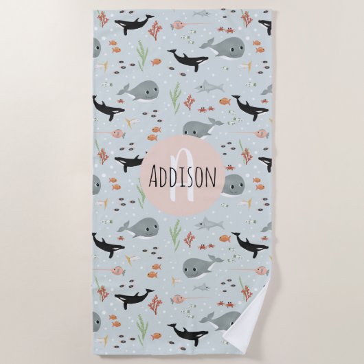 Kinderen voor de walvis en het Zee van de Cute Oce Strandlaken (Voorkant)