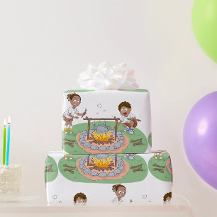 Kinderen voor kampvuur cadeaupapier