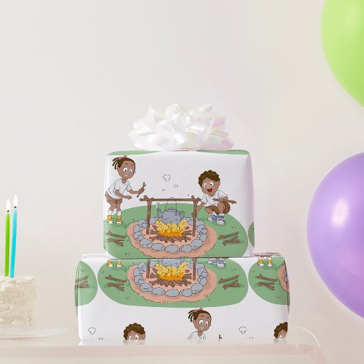 Kinderen voor kampvuur cadeaupapier