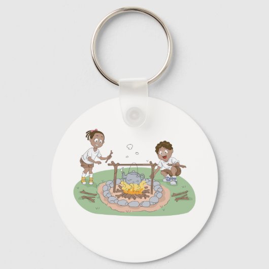 Kinderen voor kampvuur sleutelhanger (Voorkant)