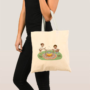 Kinderen voor kampvuur tote bag