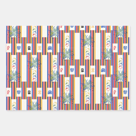 Kinderen voor Purim Wrapping Paper Flat Sheet Set  (Voorkant 3)