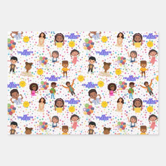 Kinderen voor Purim Wrapping Paper Flat Sheet Set  (Voorkant 2)