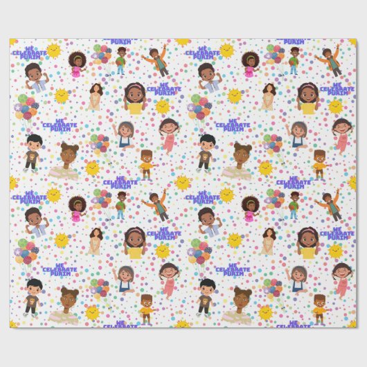 Kinderen voor Purim Wrapping papier 30"+ (Vlak)