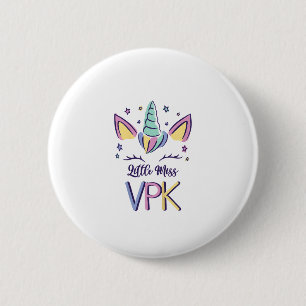 Kinderen VPK Meisje Eerste Dag Little Miss VPK T-s Ronde Button 5,7 Cm