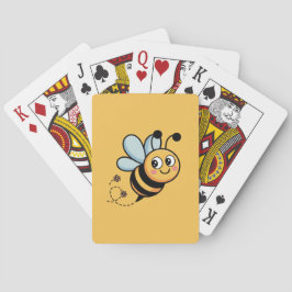 Kinderen-vriendelijk bijenmaskotte met gestippelde pokerkaarten