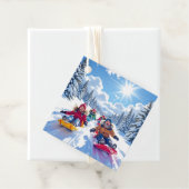 Kinderen vrolijk sleeën winter plezier bedankjes labels (In situ)