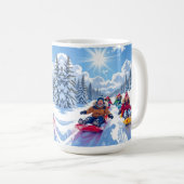 Kinderen vrolijk sleeën winter plezier koffiemok (Voorkant rechts)