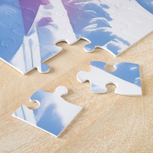 Kinderen vrolijk sleeën winter plezier legpuzzel (Zijkant)