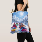 Kinderen vrolijk sleeën winter plezier tote bag (Dichtbij)