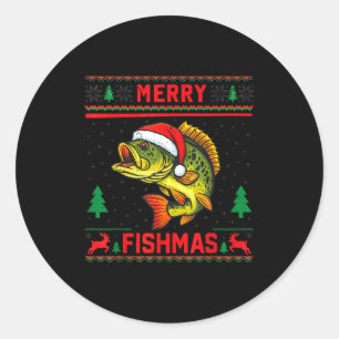 Kinderen vrolijk visKerst B vissen Kerst pyjama tr Ronde Sticker