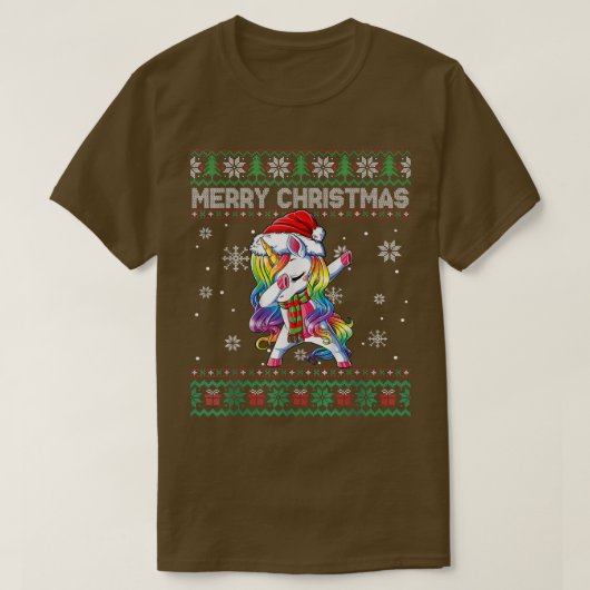 Kinderen Vrouwen Kerstmis Dabbing Eenhoorn Kerstma T-shirt (Design voorkant)