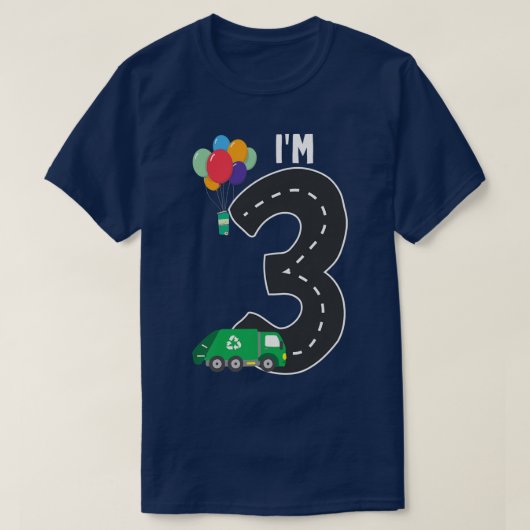 Kinderen vuilniswagen 3e verjaardag jongens recycl t-shirt (Design voorkant)