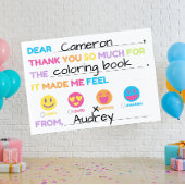 Kinderen vul-aan dankkaart in (verjaardagsfeestjes notitiekaartje