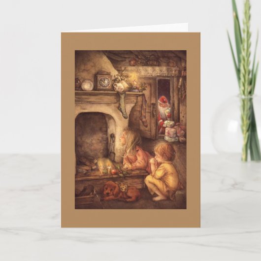 kinderen wachten op de kerstman feestdagen kaart (Voorkant)