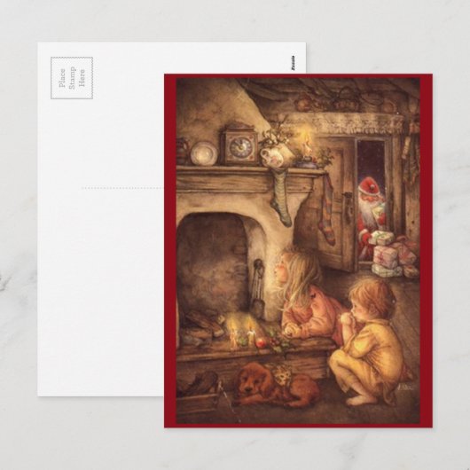  kinderen wachten op de kerstman feestdagenkaart (Voorkant / Achterkant)