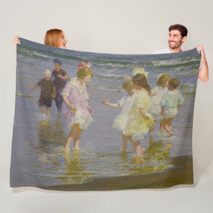 Kinderen Waden op het strand (door E.H. Potthast) Fleece Deken