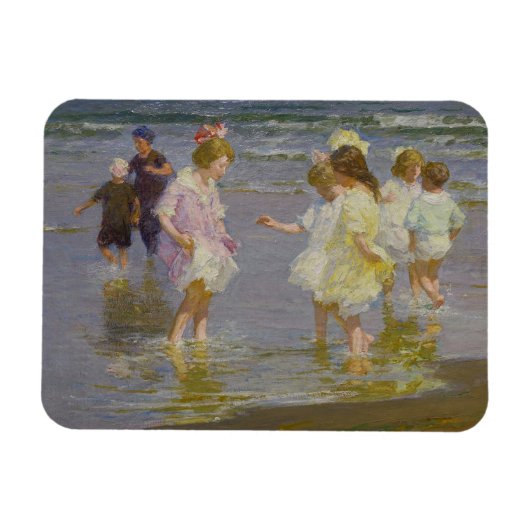 Kinderen Waden op het strand (door E.H. Potthast) Magneet (Horizontaal)