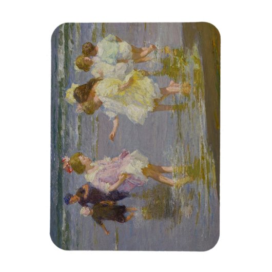 Kinderen Waden op het strand (door E.H. Potthast) Magneet (Verticaal)