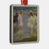 Kinderen Waden op het strand (door E.H. Potthast) Metalen Ornament (Rechts)